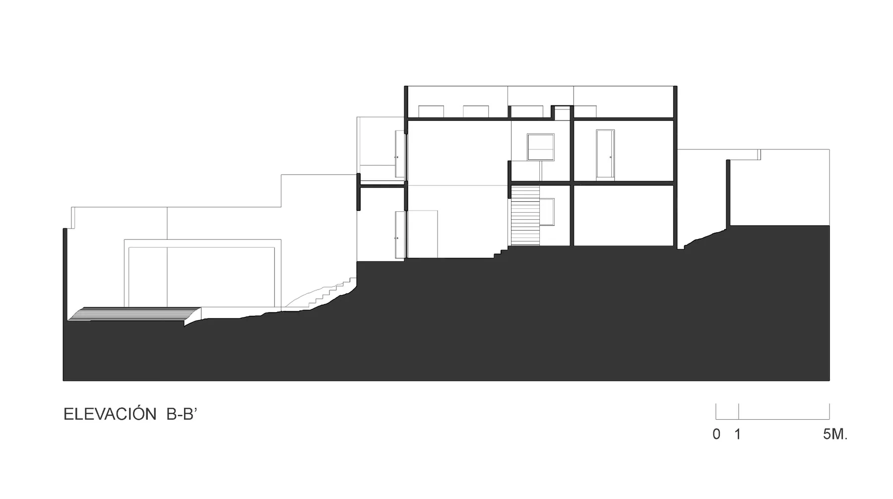Casa de la Colina — Sección B–B’